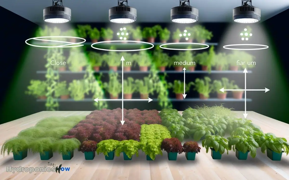 how far away should light be from hydroponic plants