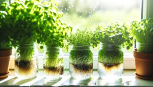 hydroponic herbs mason jars