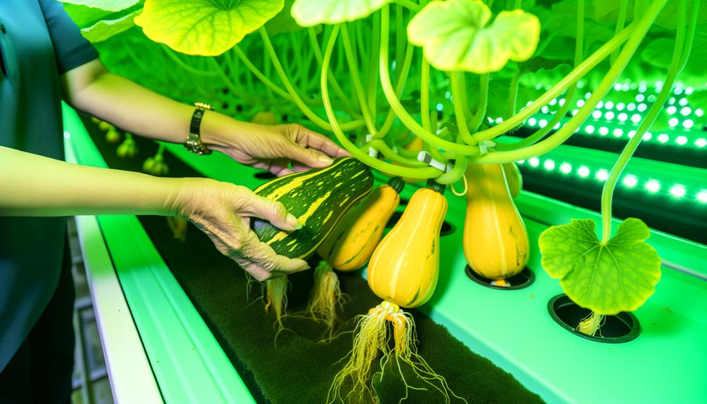 hydroponic squash harvesting technique