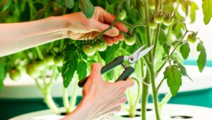 pruning hydroponic tomato plants